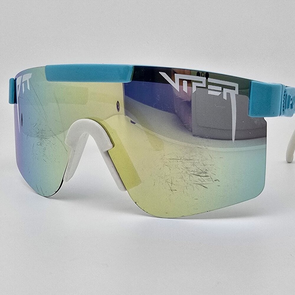 Pit Viper The Cannonball Original Baby Blue Frame Polarized Gold Lens Sunglasses